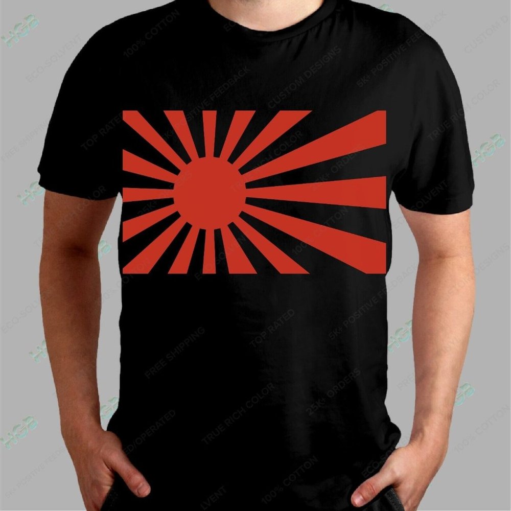 Rising Sun T-Shirt Men's Tee JDM Racing Original Red Graphic Black Shirt